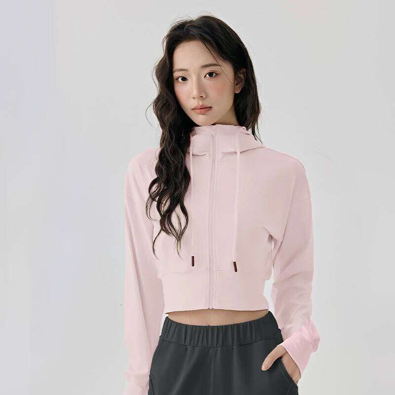 Women's Cropped Hoodie Yoga, Fleece Lined Workout Zip Up for Pilates & Gym, Short Winter Training Coat 26Y0224