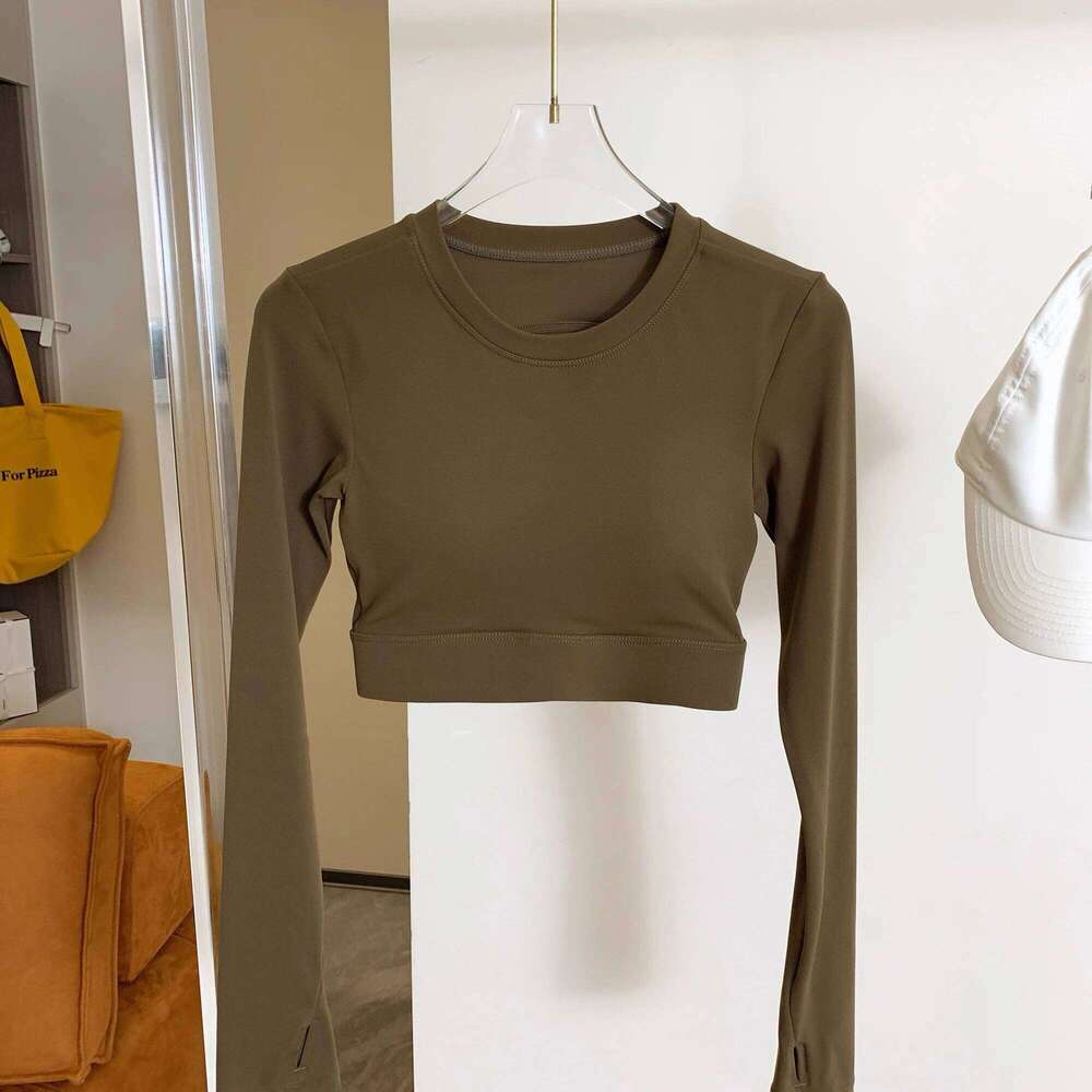 Women's Sports Top with Built-in Bra, less Yoga Wear, Running Training, Professional Pilates Fitness Clothing, Long Sleeve 26Y0224