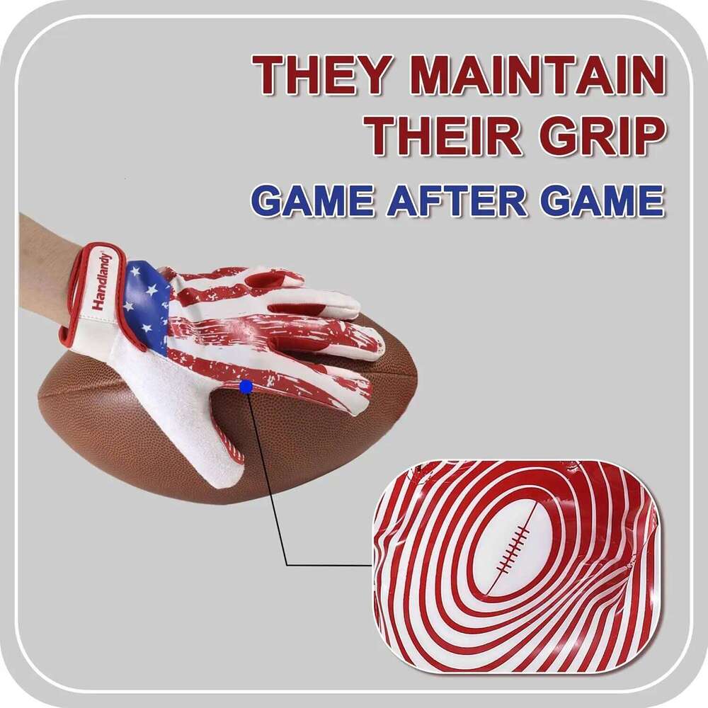 HANDLANDY Youth American Boys Girls, Sticky Wide Receiver for Kids, Junior Flag Football Gloves 26H0224