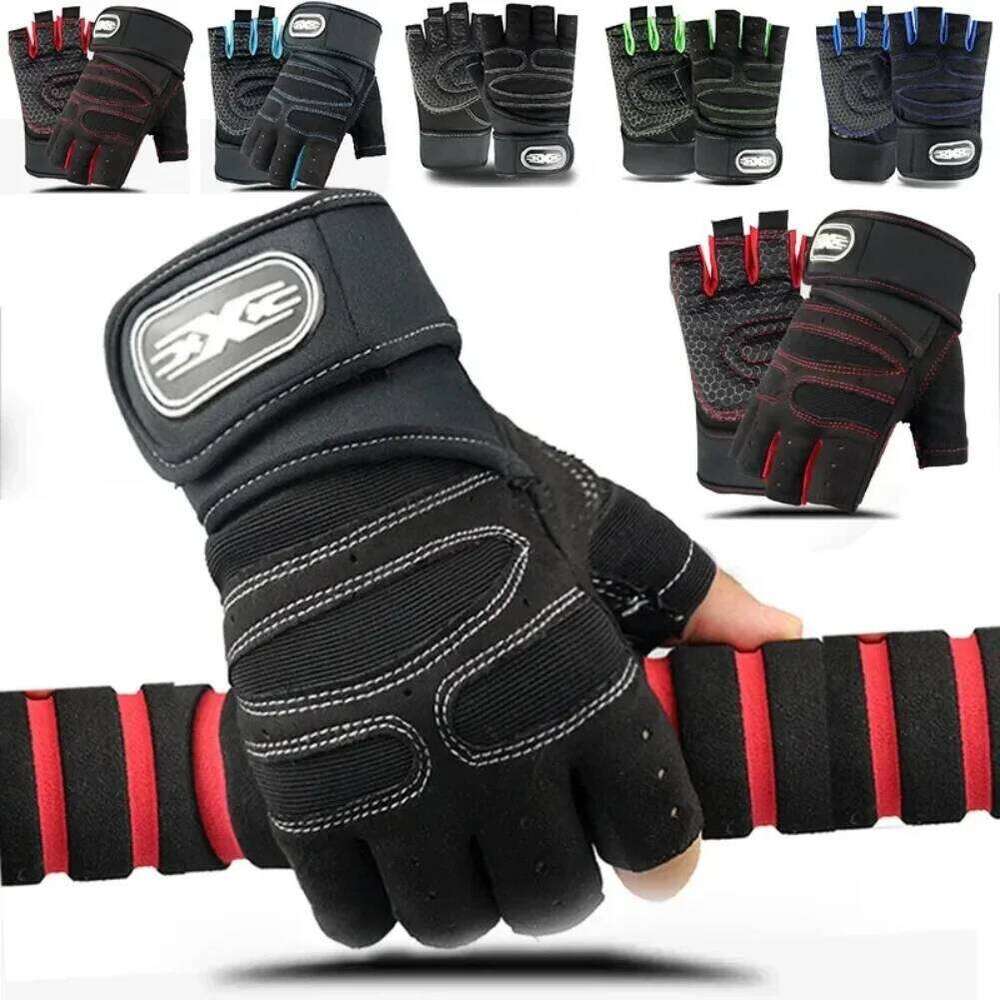 Gym Sport Fitness Weight Lifting Wristband Half Finger Gloves Outdoor Cycling Hiking NonSlip Glove Body Building Training 26H0224
