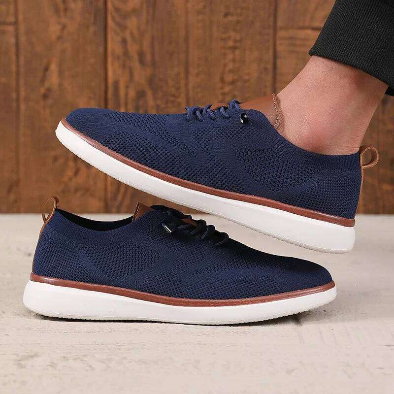 Fashionable Avant Garde Men's Sports Knitted Mesh Breathable Trendy Appearance Flat Versatile Street Casual Shoes