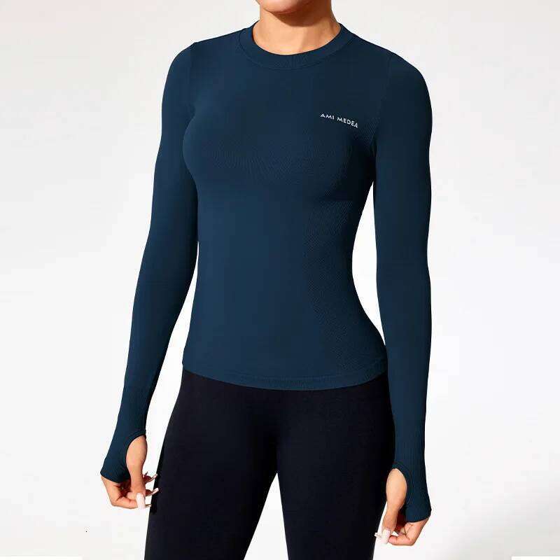 Women's Seamless Workout Top Long Sleeve, Slim Fit Running Shirt, Tummy Control Yoga Fitness Tee 26Y0224