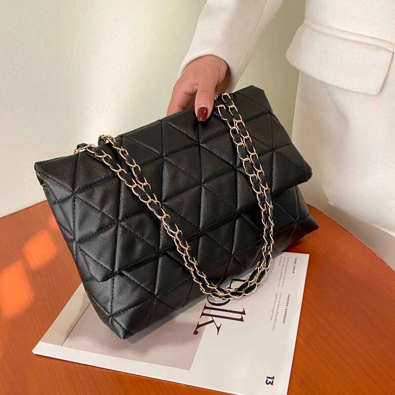 Embroidery Plaid Flap Shoulder Bag, Casual Chain Strap Crossbody Bags For Women Commuting & Daily Used Z260224