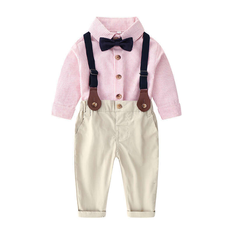 Baby boy infant toddler gentleman suit with bow tie, long-sleeved shirt long pants, European American style, suitable spring and autumn outings, avail