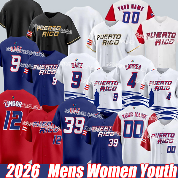 Team Puerto Rico 2026 WBC World Baseball Classic Jersey Yadier Molina Edwin Diaz Martin Maldonado Nolan Arenado Roberto Clemente Cortes Vazquez Torres Hernaiz