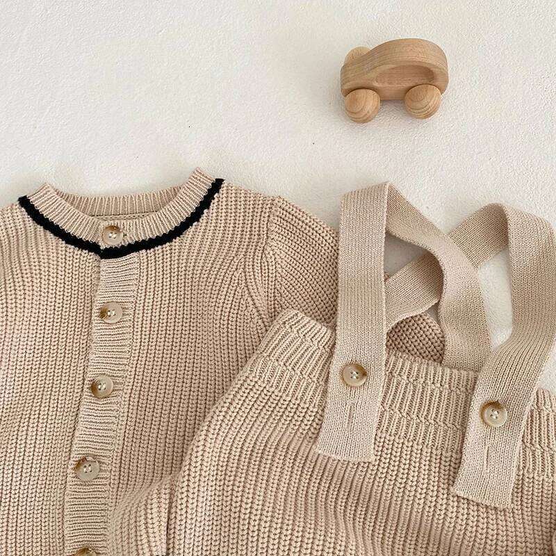 Newborn Sleeveless Knit + Coat 3 Pieces Infant Jumpsuit Kids Baby Girls Boys Rompers Clothes 26Y0224