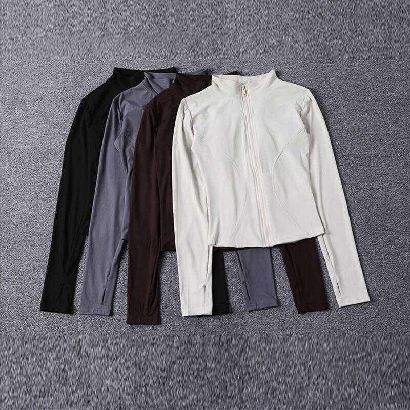 New Fashion Slim Fit Women Yoga Long Sleeve Gym Breathable Workout Top Quick Dry Sports Coat Full Zip 26Y0224