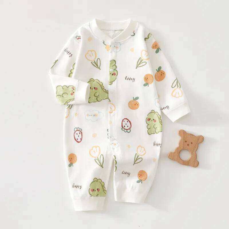 2026 Spring Cute Baby Boy Girl Romper Pure Cotton Long Sleeve Cherry Pattern Jumpsuit 9 to 12Months 26H0224