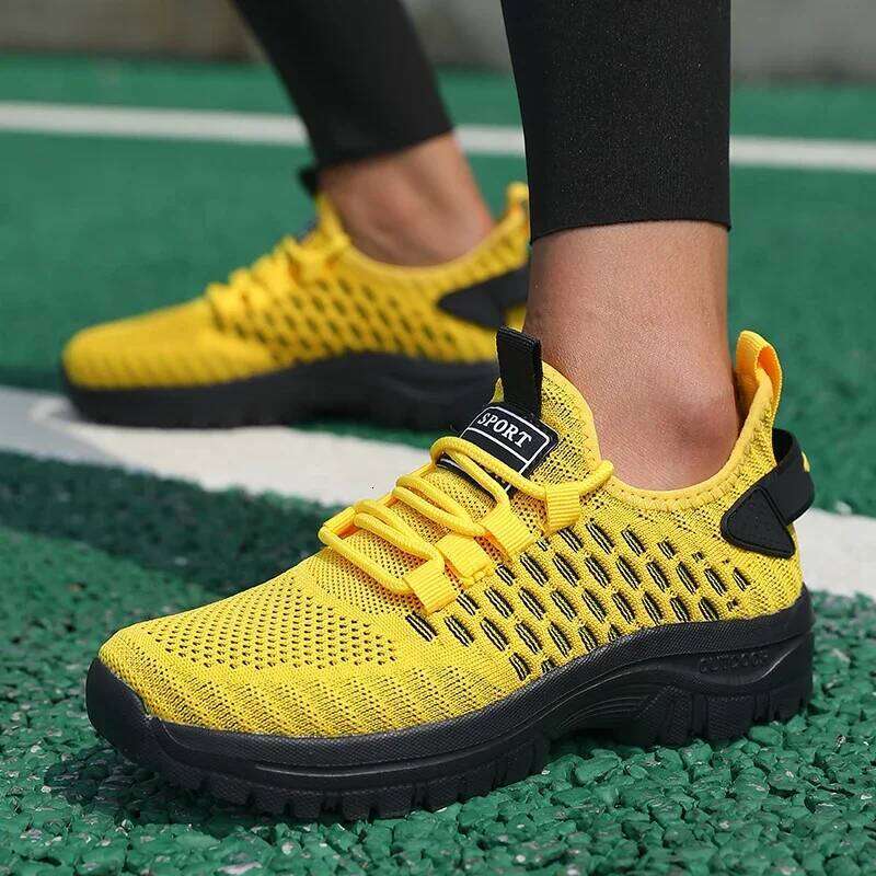 Fashion Men's Sneakers Trendy Breathable 2025 Comfortable Soft Running Shoe New High - Quality Knit Upper Lace Up Tenis Feminino