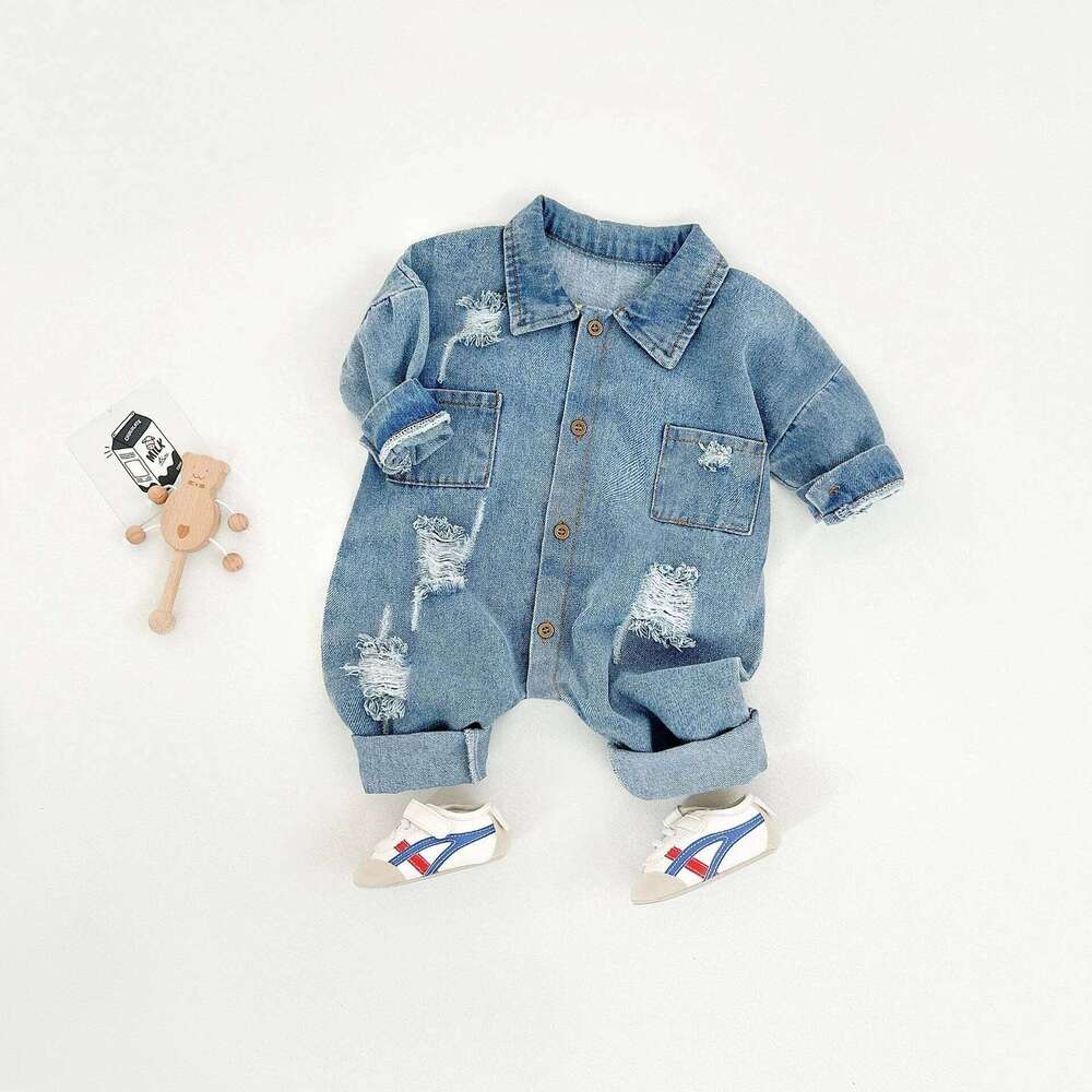 Ircomll New Autumn Infant Denim Climbing Clothing Romper Lapel shirt Boy Clothes Baby Jumpsuit Girl Newborn Overalls Onesie 26Y0224