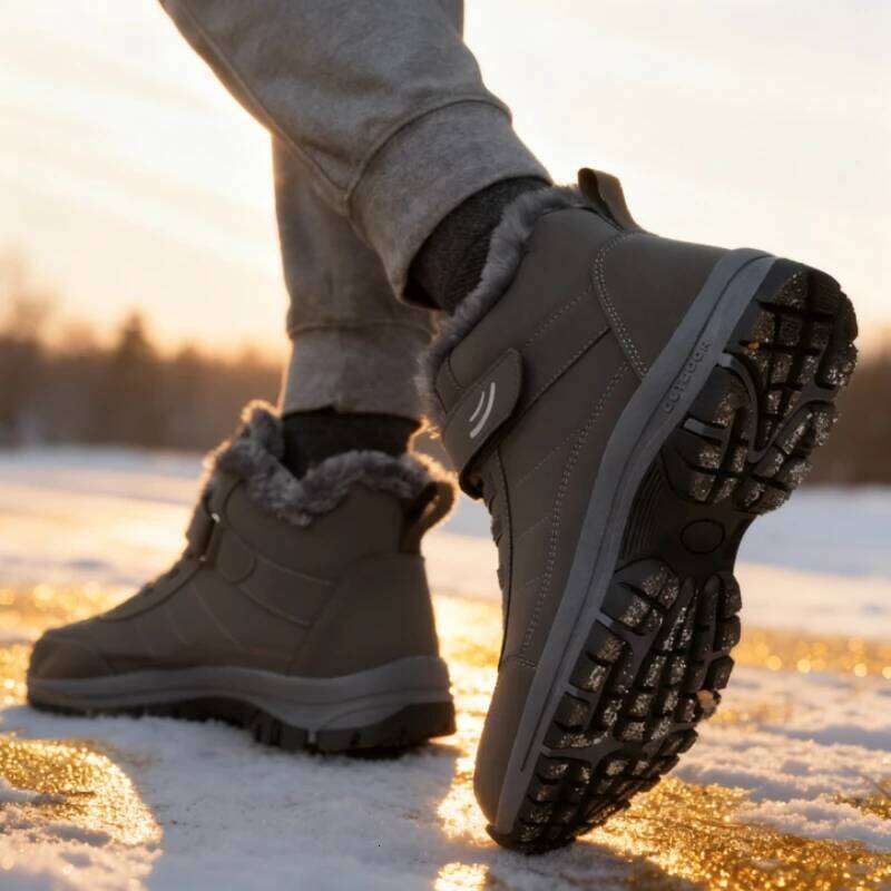 Men's Warm Sneakers High-Top Fleec Trainers Thick Fleece Lined Anti-Wind Non-Slip Sole Outoor Gym Running Daily Sports in Winter