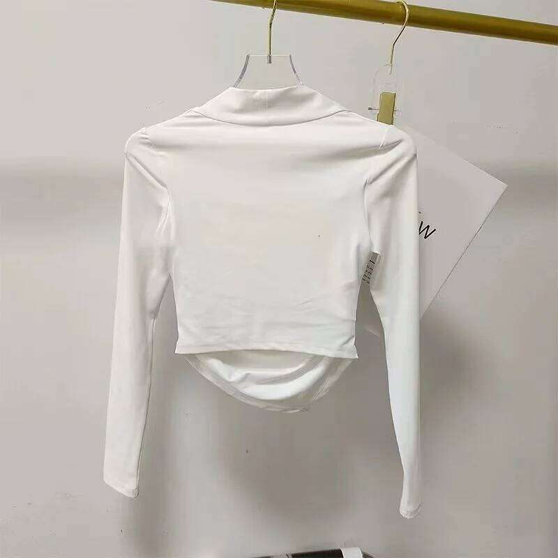 Women's Fixed-Pad Yoga Wear, Tight-Fitting, Slimming Sports Long-Sleeve Top, Running, Fitness, Pilates Training Apparel 26Y0224