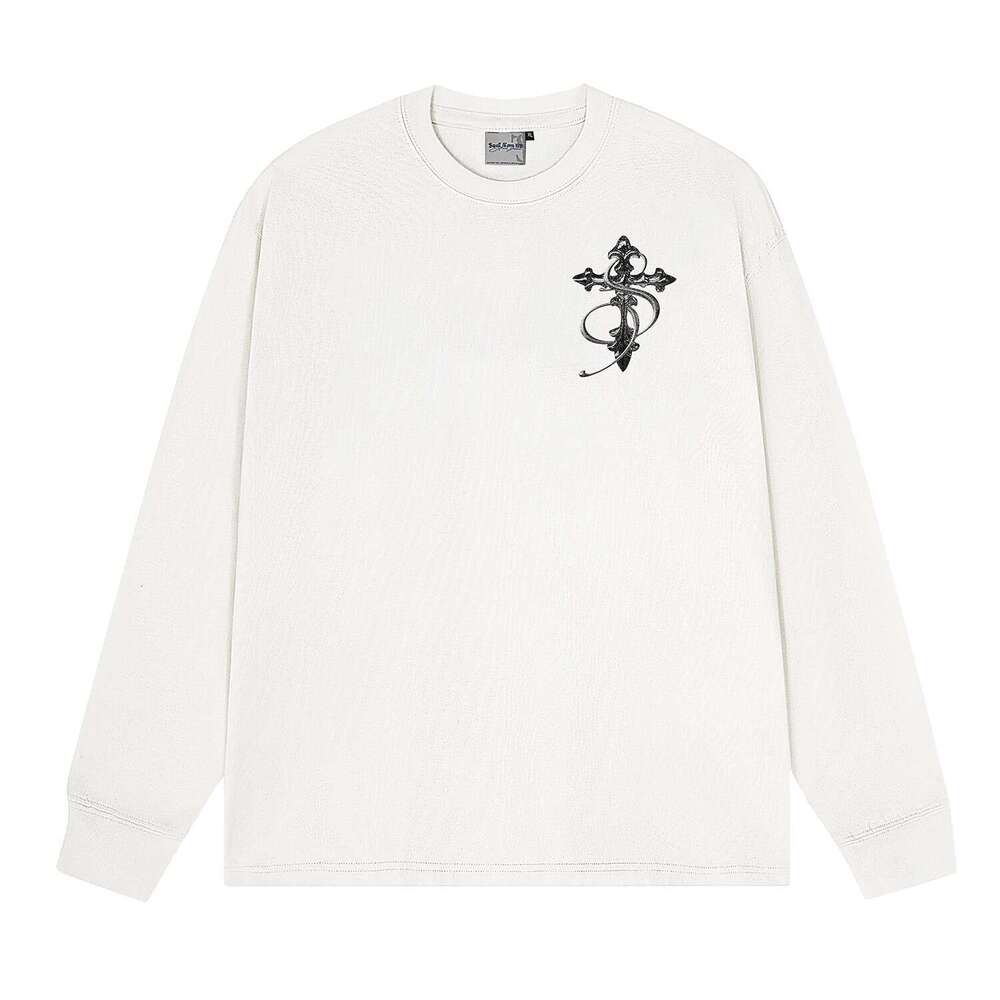 Asen's Same STK Smalltownkid Black And White Cross Long-Sleeve T-Shirt, Suitable For Layering, American Retro Style