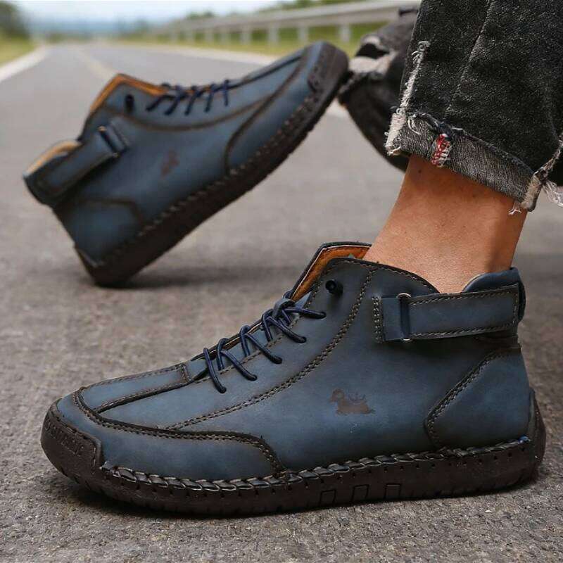 Men's Ankle Boots Casual Retro Leather Comfort Lace-up Non-slip 2026 New Arrival Lightweight Soft Sole Breath Work Shoes
