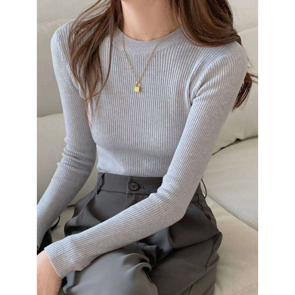 O-neck Solid Knit Slim Pullovers Autumn Winter 2025 Chic Casual Basic Women Female Long Sleeve Warm Versatile Sweater 26L0224