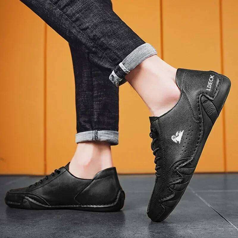 Comfortable Men's Casual High Quality Soft Retro Lace Up Unique Texture Versatile for Office Commuting Le Fu Shoes