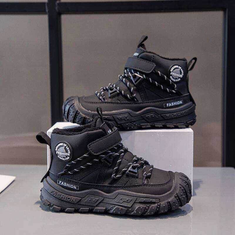 Kids Sneakers Anti-slip Wear-resistant Hiking Children Boys Winter Outdoor Sports Shoes Warm Cotton Snow Boots for Kid 26W0224