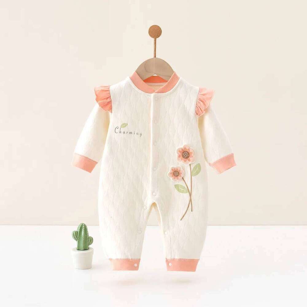 Girl Cute Clothes Newborn Baby Warm Spring Autumn Outwear Jumpsuit Infant 0-18Months Soft Pure Cotton Casual Bodysuit 26H0224