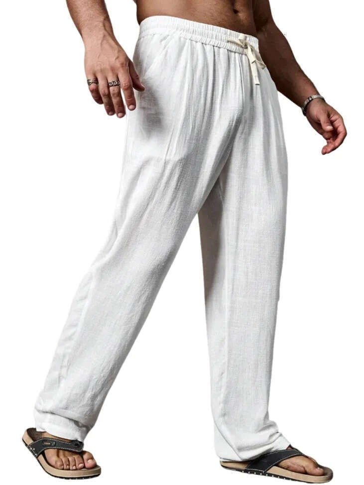 New European and American cross-border Amazon summer breathable cotton-linen men's loose casual sports straight-leg pants