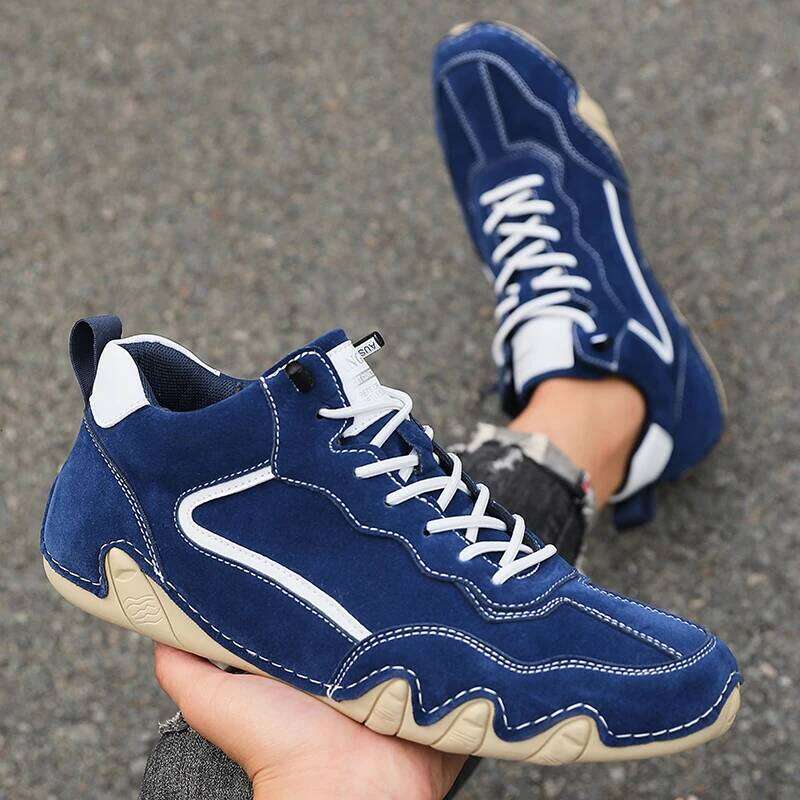 Casual Loafers Fashionable Low Cut Handmade Leather Sports Shoe 2025 New Retro British Style Men's Motorcycle Riding Boots