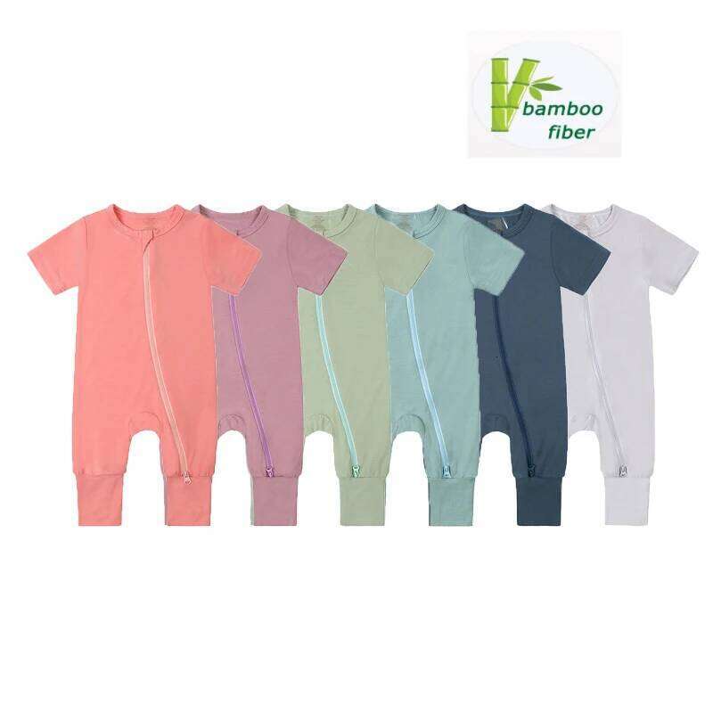 New Bamboo Fiber Infant Romper Short Sleeve Solid Color Baby Clothes Jumpsuit Toddlers One-Pieces Bodysuit For 0-24M Newborns 26Y0224