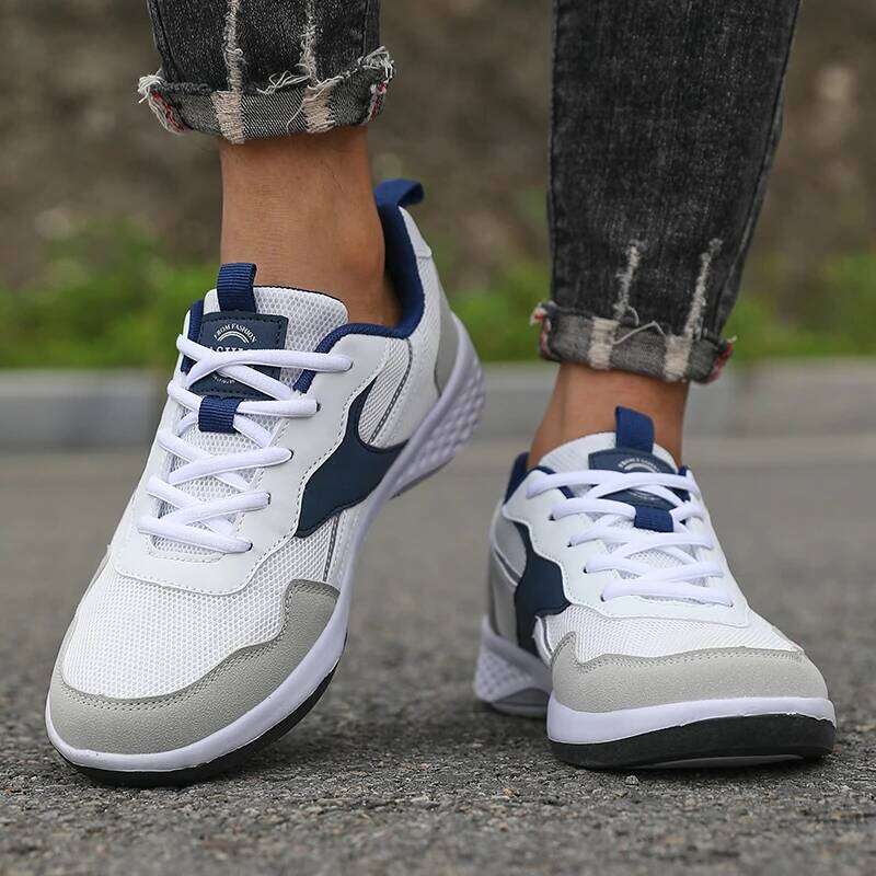 New Flats Luxury Men's Sneakers Fashion Casual Fiber Leather Breathable Height Increase Flat Shoes Tenis Para Hombre