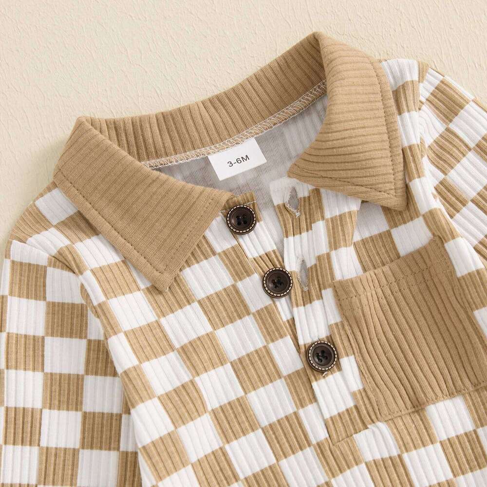 Citgeett Spring Infant Baby Boy Romper Casual Plaids Print Long Sleeve Jumpsuit Fall Outfit Clothes 26H0224