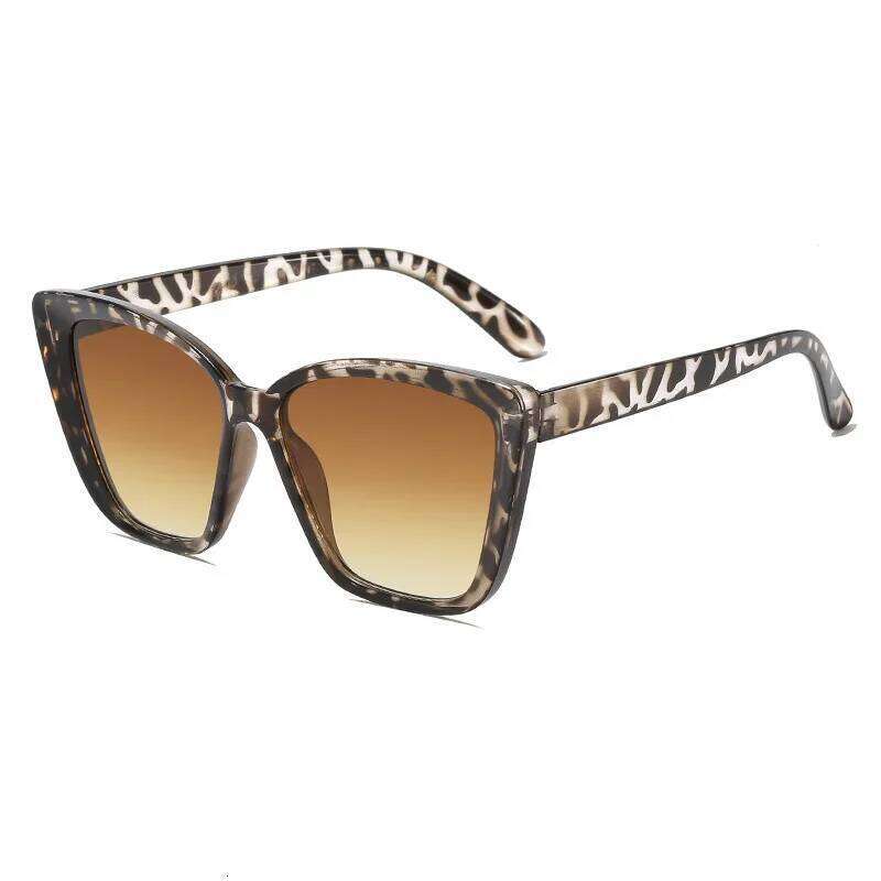 Fashion Street Shooting Cat Eye Sunglasses Photo Props Leopard Square Frame Sun Glasses UV400 Protection Eyewear for Women 26W0224