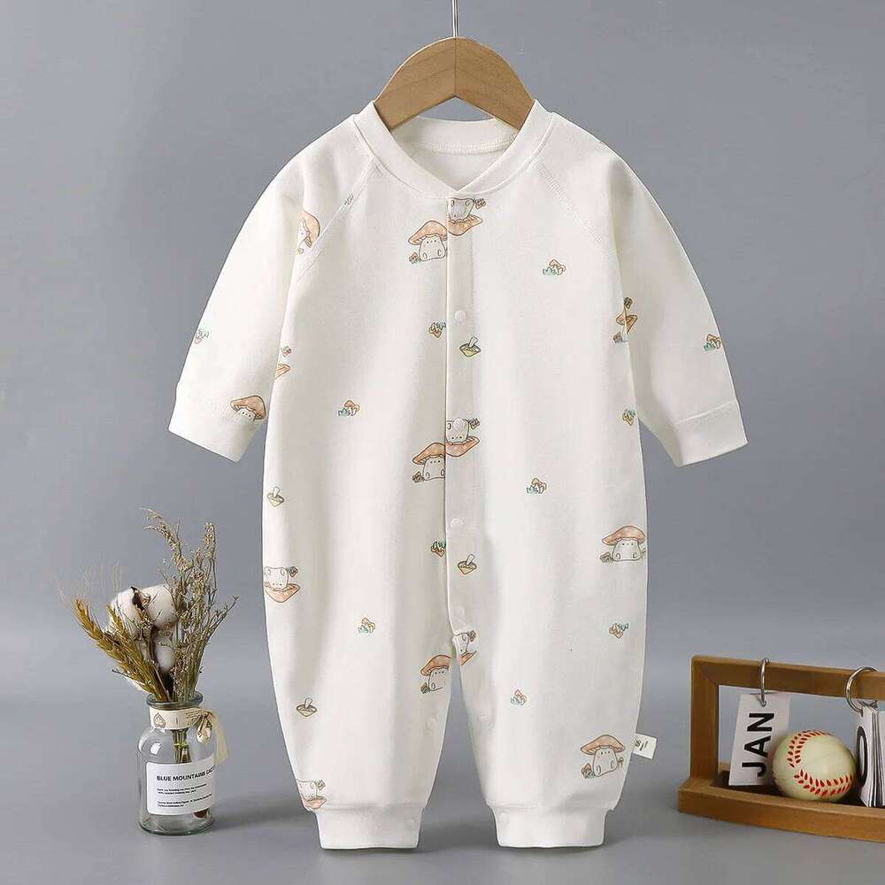 Long Sleeved Spring and Autumn Jumpsuit, Pure Cotton Baby Climbing Clothes Boneless Single Breasted Hoodie 26H0224