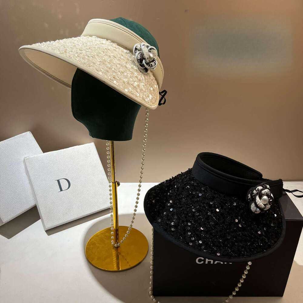 Camellia flower pearl drop cap Ultraviolet protection function Summer vacation and party-specific hat