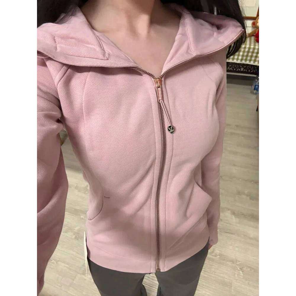 Gold Zipper Hoodie Sweatshirt , Fall Winter Fleece Yoga Top, Casual Long Sleeve Pullover for Women, Comfortable and Warm 26Y0224