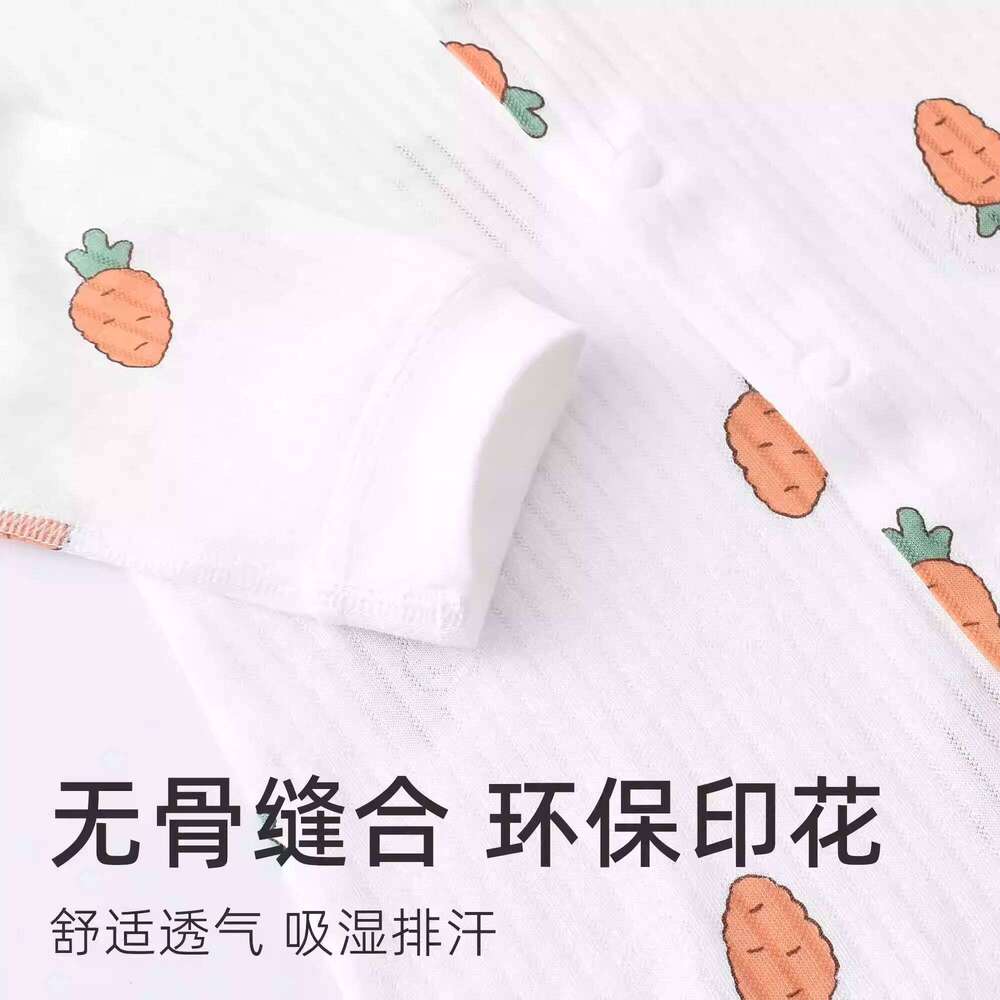 Summer Long Sleeve Baby Romper Air Conditioning Sweatcloth Fabric Breathable Cool No-sew Crawling Suit Harai 26H0224