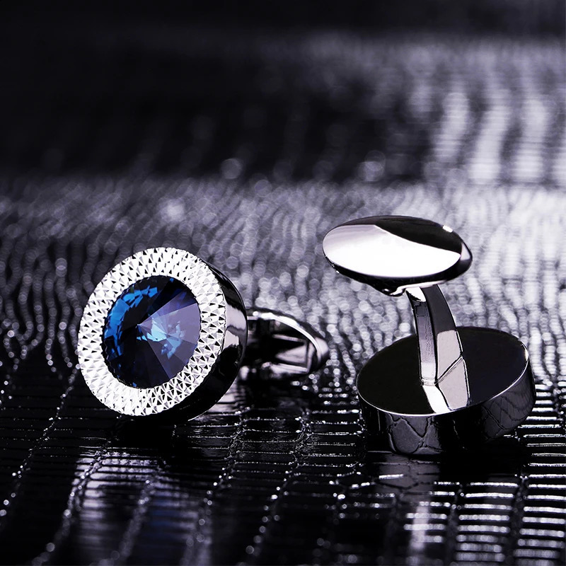 KFLK Round Shirt Cufflinks for Mens Crystal Cuff link Wedding Button High Quality Guests 260208
