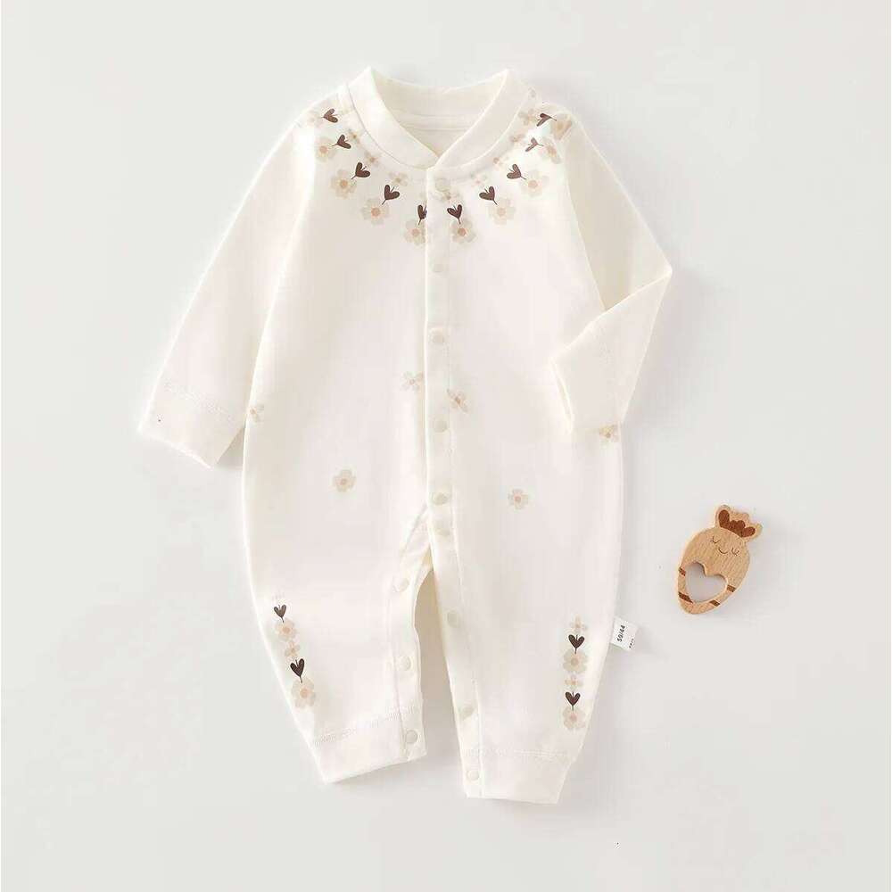 Infant Long-Sleeved Romper Spring/Autumn Pure Cotton Garment Newborn Bodysuit Unisex Baby All-Season Crawling Suit 26H0224