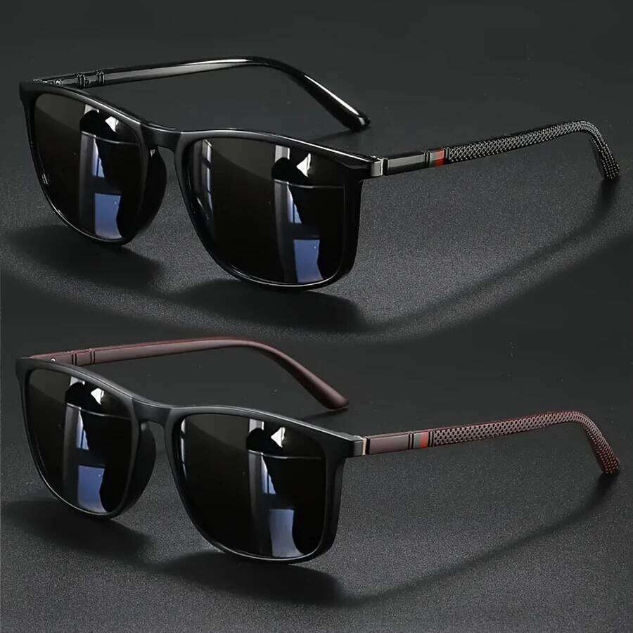 2pcs Luxury Square Vintage Polarized Cycling Sunglasses Men Women Fashion Travel Driving Fishing Sun Glasses Male Eyewear UV400 26W0224