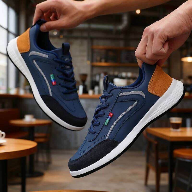 Shoes for Lace Up Footwear Vulcanized Men Four Seasons Versatile Stylish Men's Shoe Waterproof Casual Comfortable Sneaker