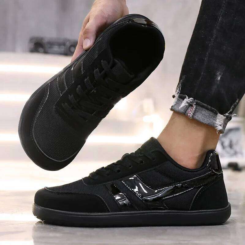 Men's Barefoot Casual Versatile Soft Sole Last Walking Sneakers New Outdoor Lace Up Tennis Wide Feet Shoes