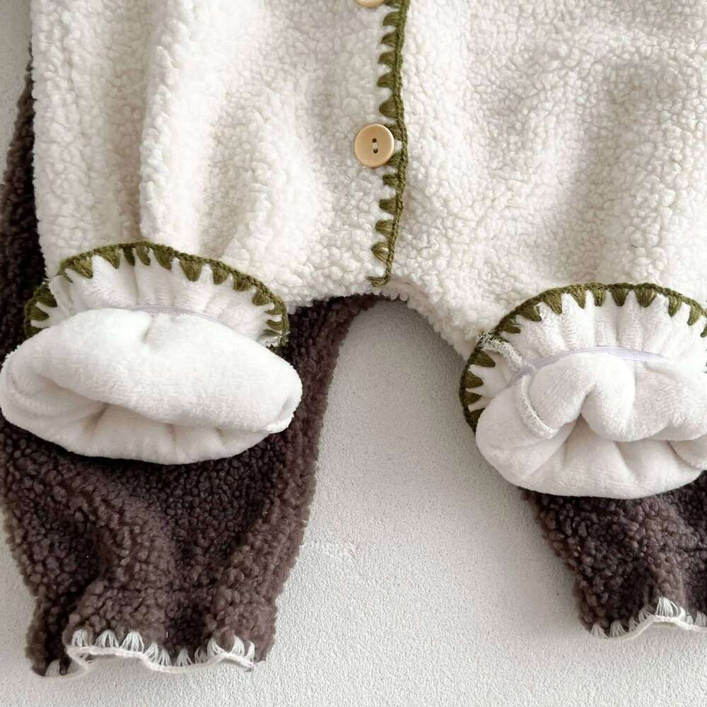 7008 Jumpsuit Velvet in Autumn and Winter Warm Baby Boy's Girl's Climbing Clothes with Hat 26H0224