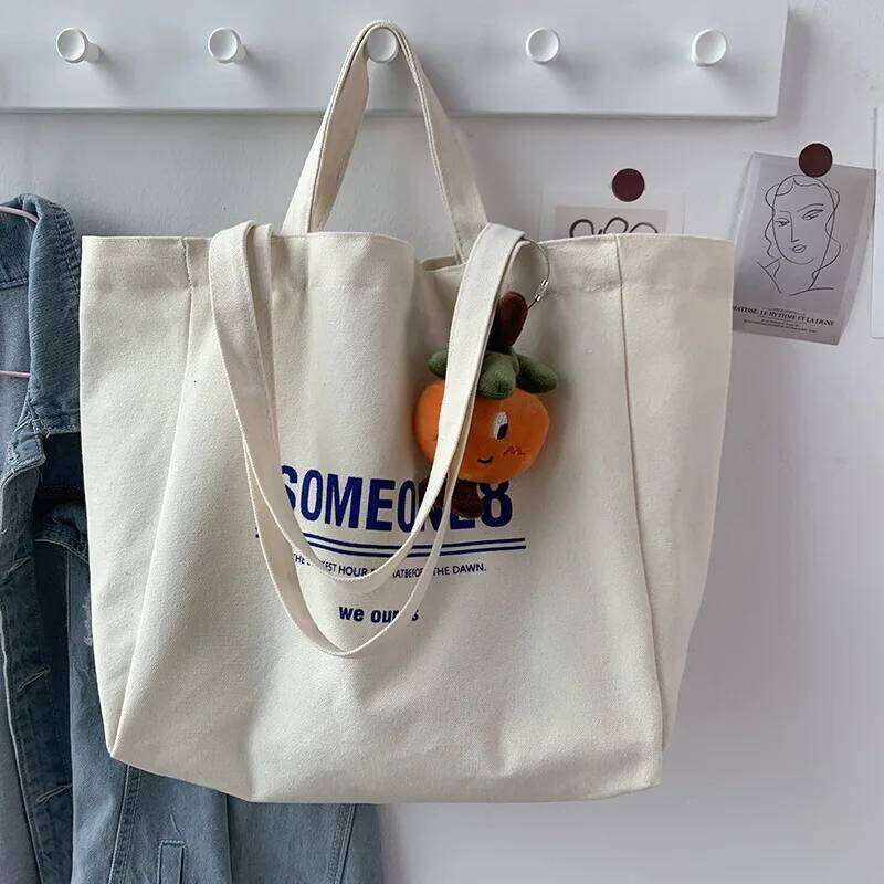 Letter ins Canvas Student Handbag Book Bags Large Capacity Shoulder Bag For Teen Men Women Shopping Work Computer Z260224