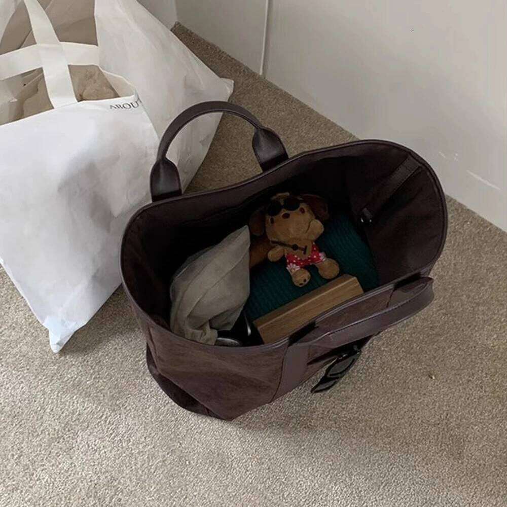 Tote for Women Solid Color Retro Suede Large Capacity Top Handle Bag Trendy Shopper Handbag Travel Purse Z260224