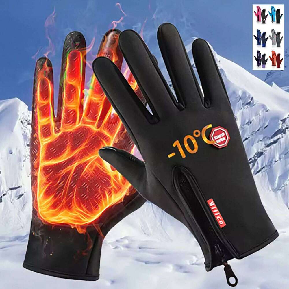 Ski Winter Cycling For Men Women Touchscreen Waterproof Anti-slip Zipper Warm Outdoor Sports Skiing Riding Gloves 26H0224