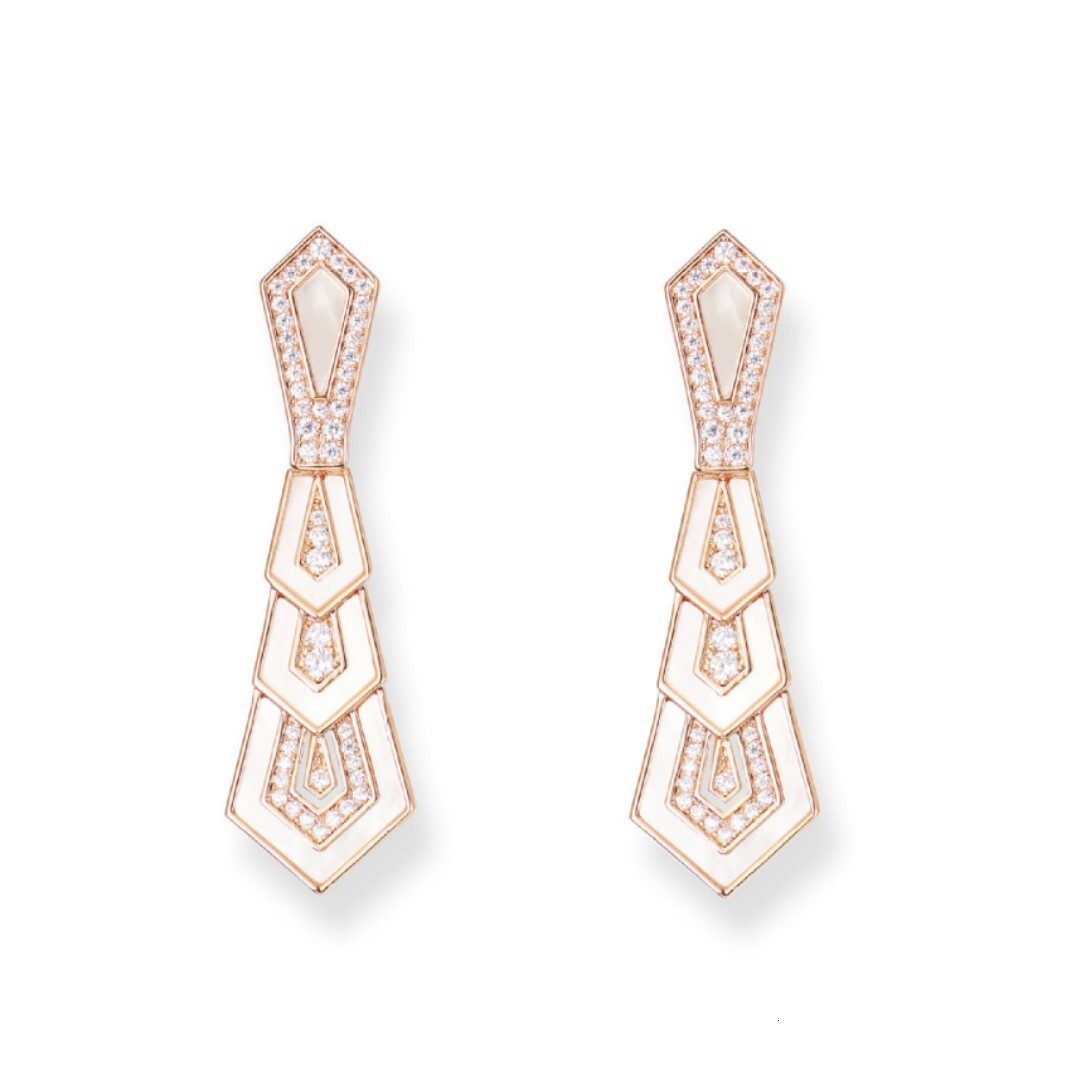 Earrings Diamond-Shaped White Shell Earrings With Gold-Plated Geometric Layered Design Earrings, And Ins Fashion Textured Women's Earrings