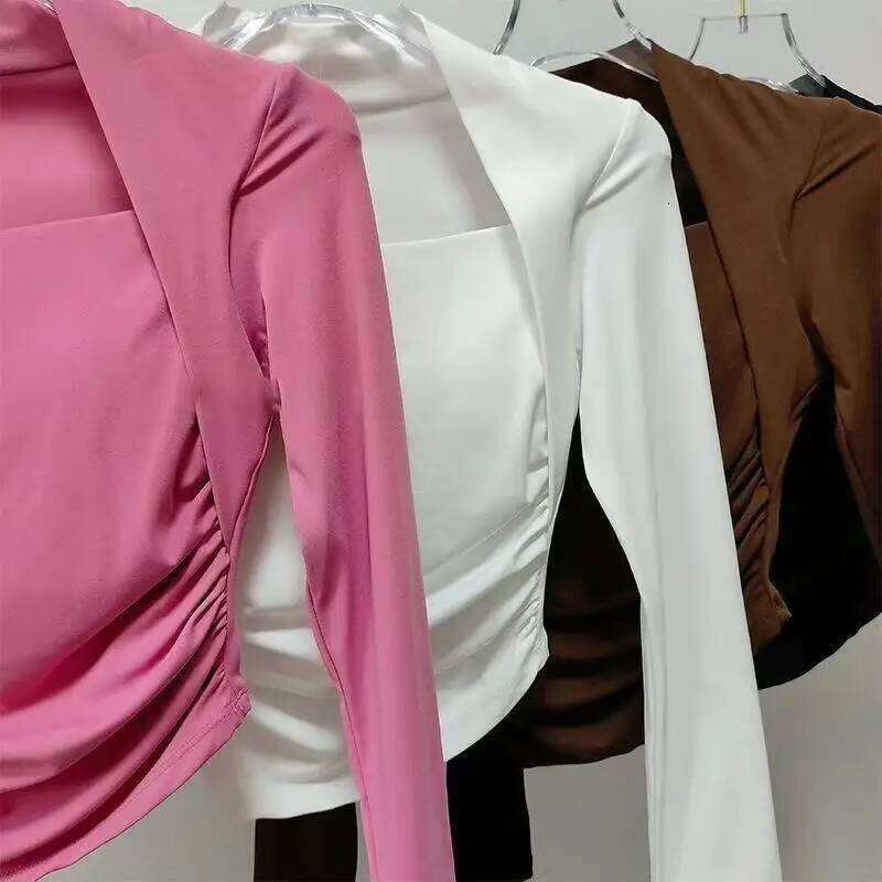 Women's Fixed-Pad Yoga Wear, Tight-Fitting, Slimming Sports Long-Sleeve Top, Running, Fitness, Pilates Training Apparel 26Y0223