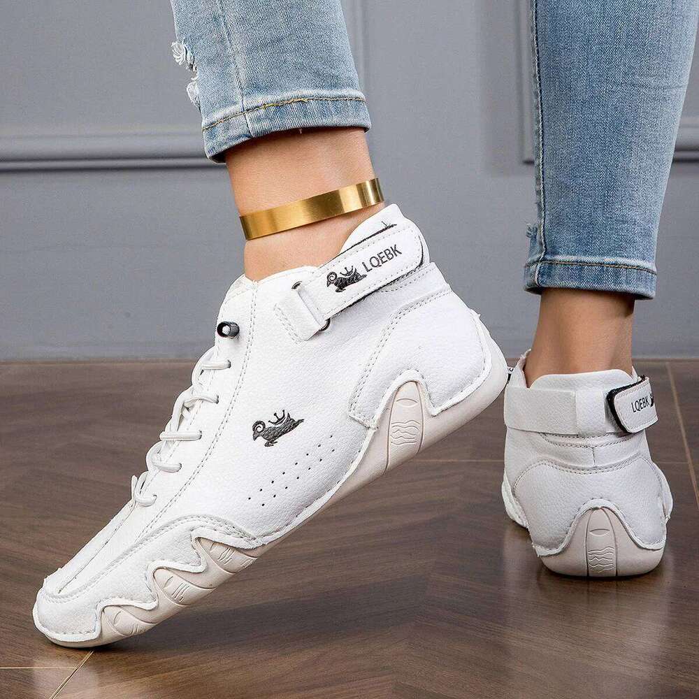 Ankle Boots for Outdoor Comfortable Casual High Top Sneakers Luxury Women Waterproof Leather Walking Short Shoes
