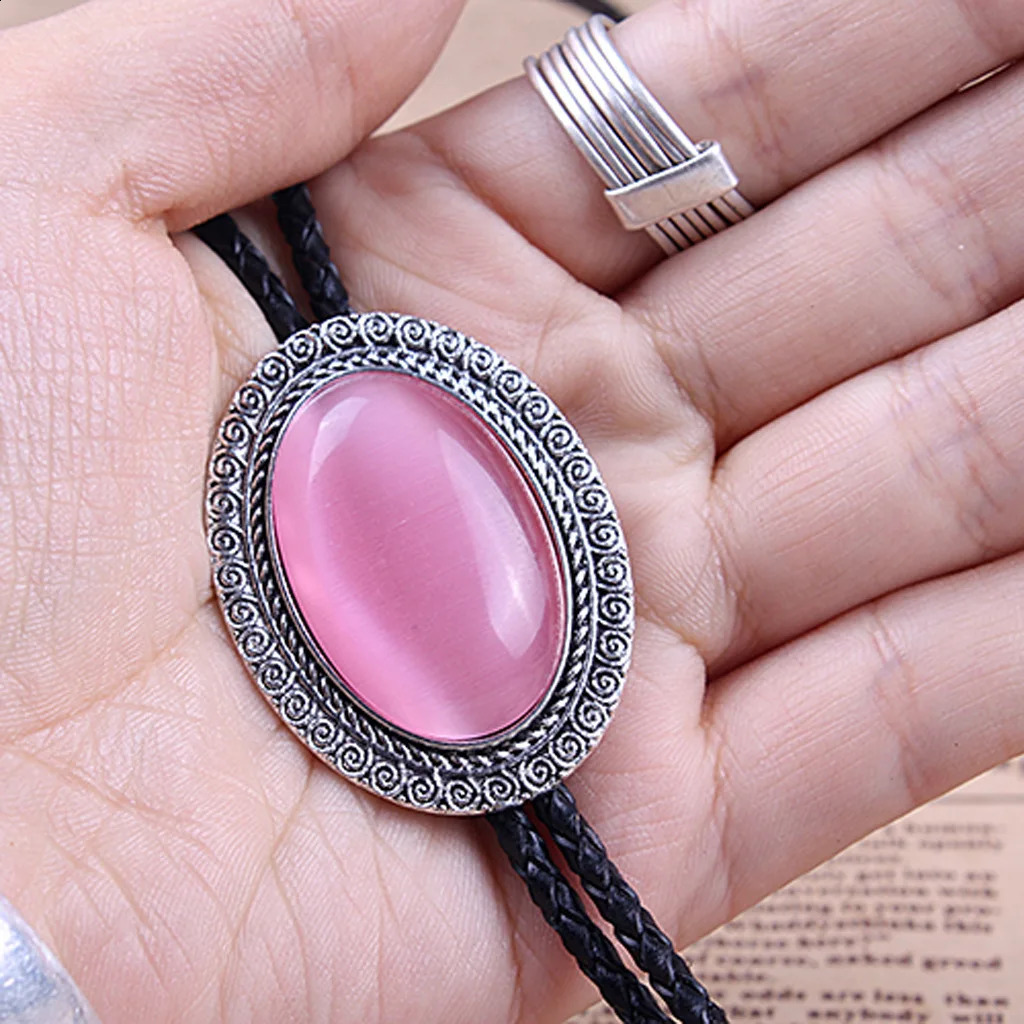 Agate Time Gem bolo tie retro shirt chain bolo collar rope leather necklace tie 260120