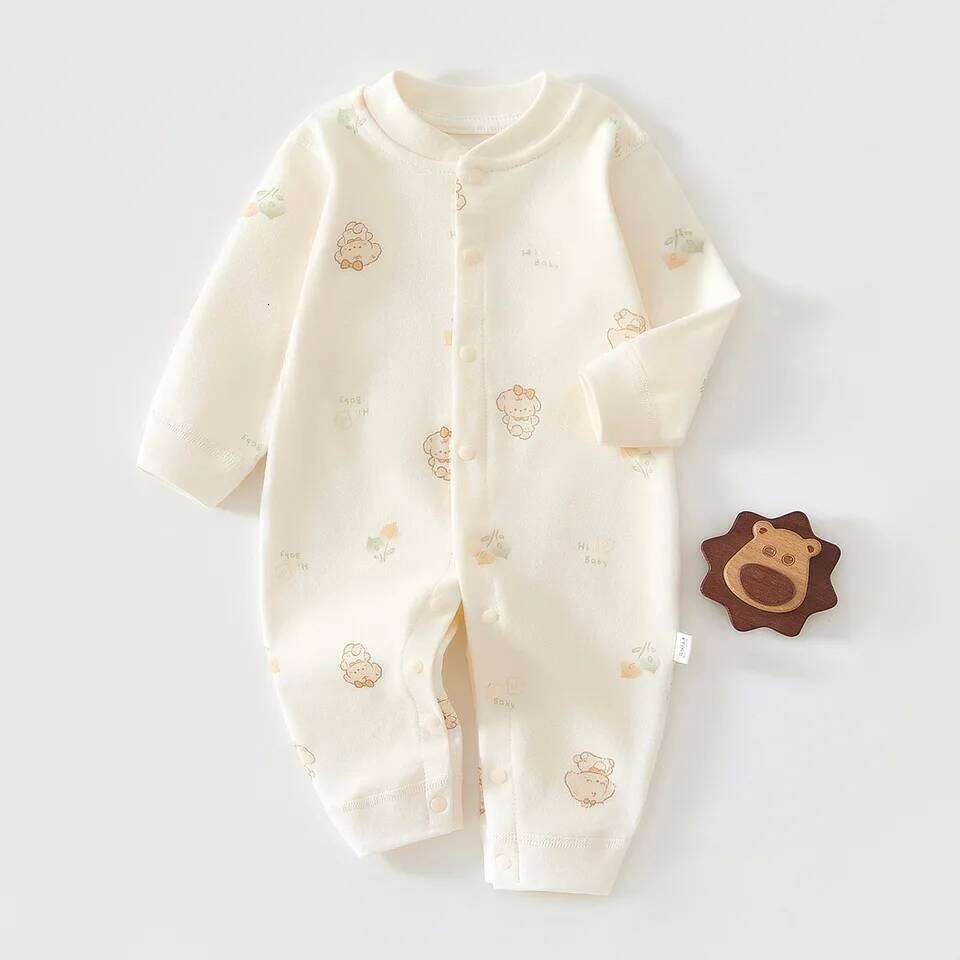 0-18M Baby Pure Cotton Onesie All Seasons Long Sleeve Crawling Suit for Boys Girls Spring and Autumn Outwear Base Layer 26H0224