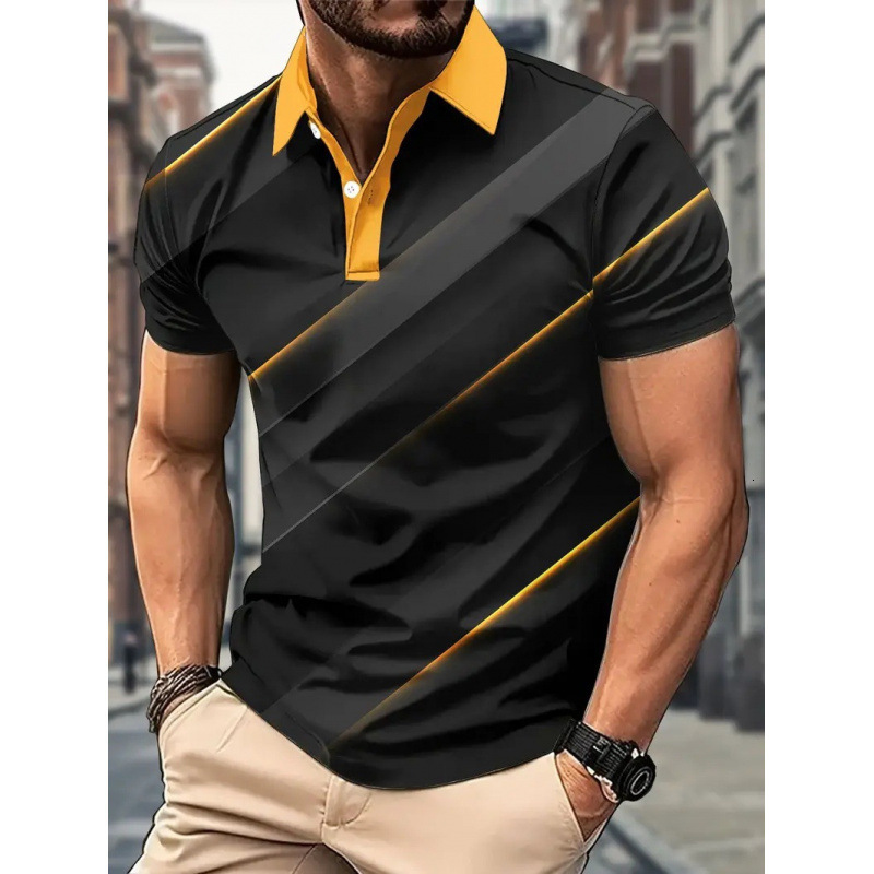 Luxury Brand Designer Clothes 2025 European And American Cross-Border Independent Station Summer Men's Color-Blocked 3D Printed Short-Sleeve Butt