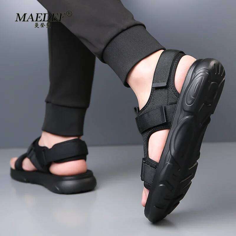 MAEDEF Men Summer Casual Beach Outdoor Flat Shoes Non Slip Comfortable Lightweight Breathable Durable Fashion Sandals