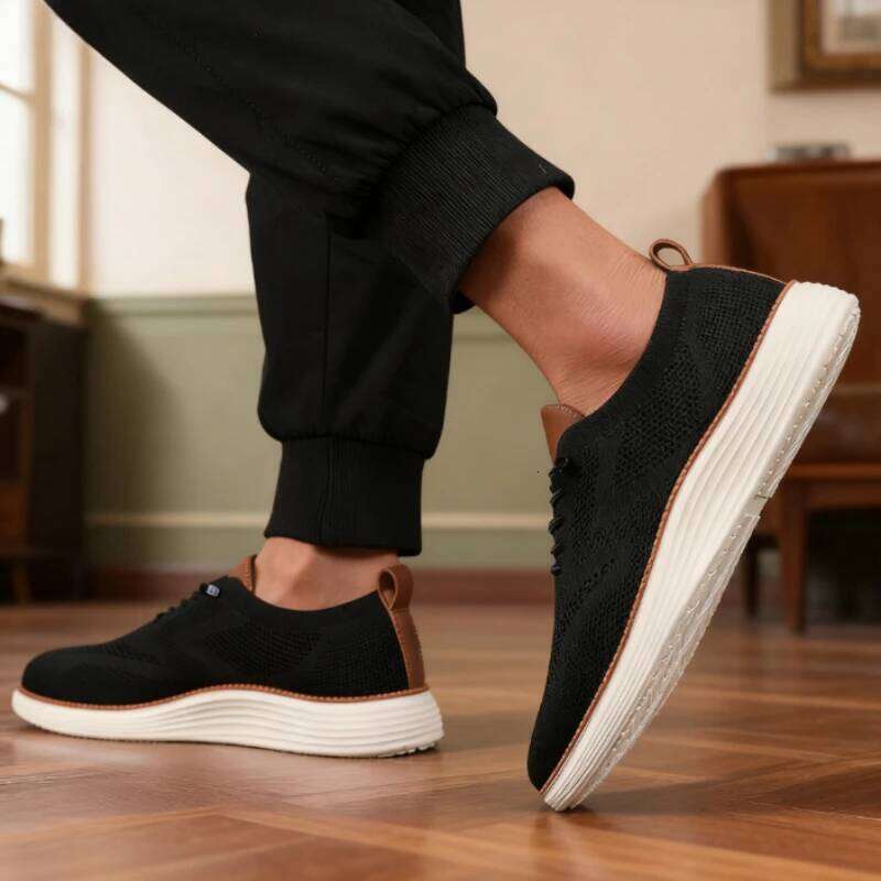 Casual Walking Breathable Mesh Knit Sneakers Hot Selling Bestselle Lightweight Non-slip Flat Lace Up Running Shoes Men