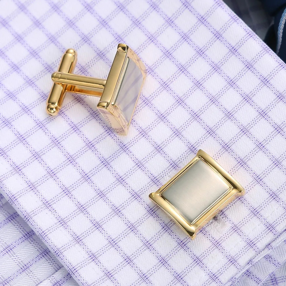 High Quality Cufflinks For Mens Tie Clip Set Golden High Quality Simple Shirt Buttons Wedding Groom Jewelry Accessories 260208